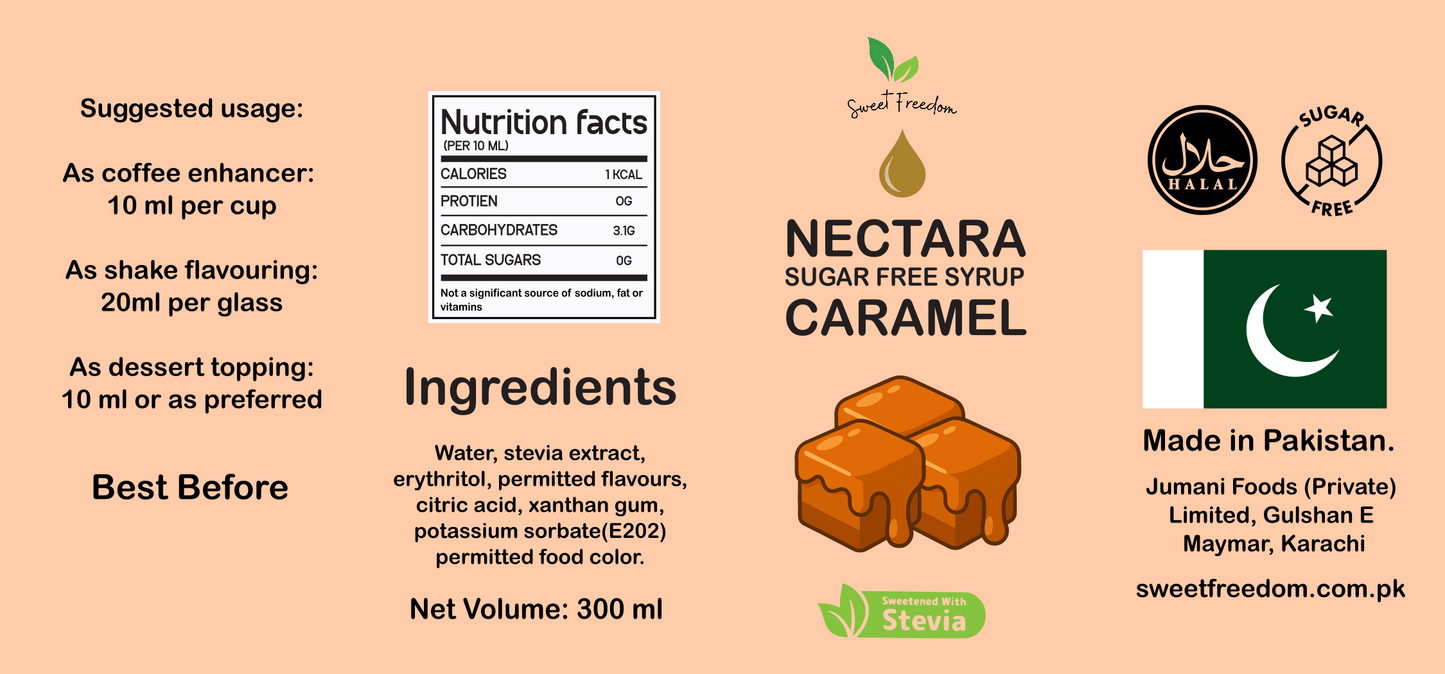 Sugar Free Caramel Syrup - 300ml