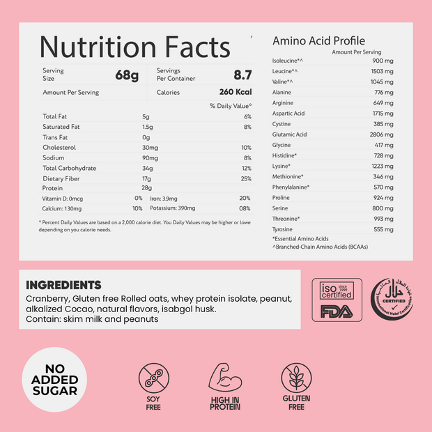 No Added Sugar Cranberry Whey Protien Oats  400gm