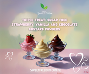 Triple Treat Bundle: Sugarfree Strawberry, Vanilla and Chocolate Custard Powder Pack