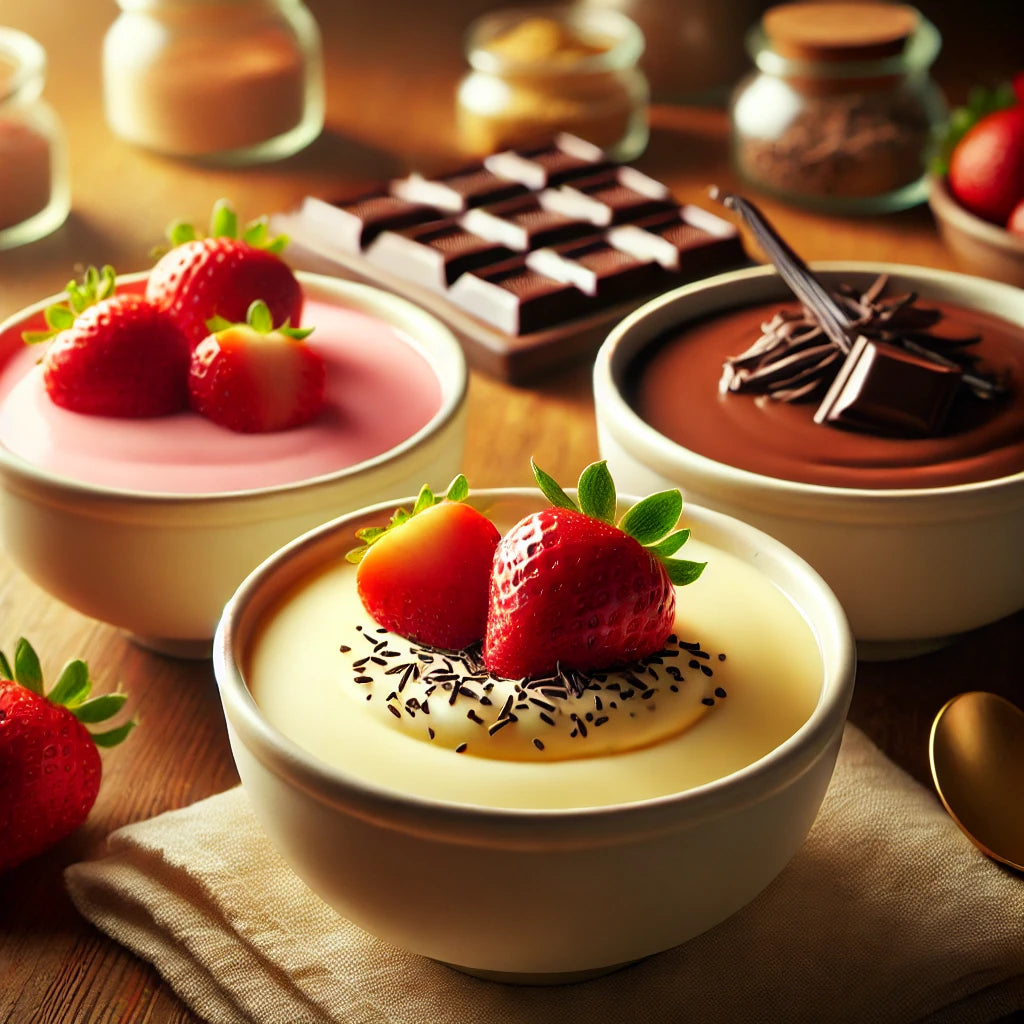Triple Treat Bundle: Sugarfree Strawberry, Vanilla and Chocolate Custard Powder Pack