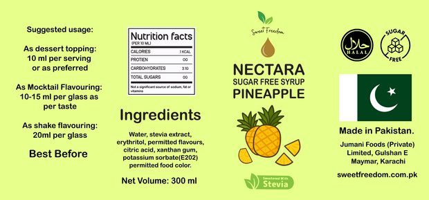 Sugar Free Pineapple Syrup - 300ml