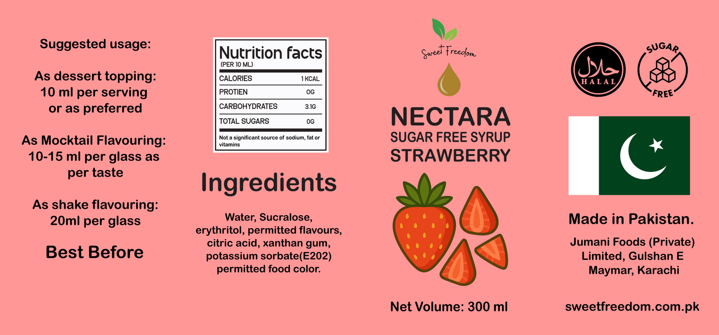 Sugar Free Strawberry Syrup - 300ml