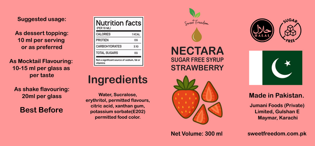 Sugar Free Strawberry Syrup - 300ml