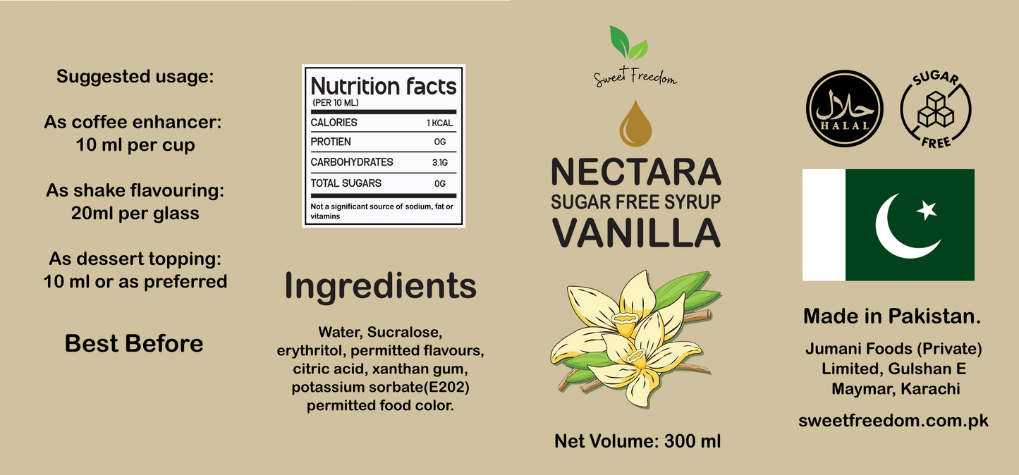 Sugar Free Vanilla Syrup - 300 ml