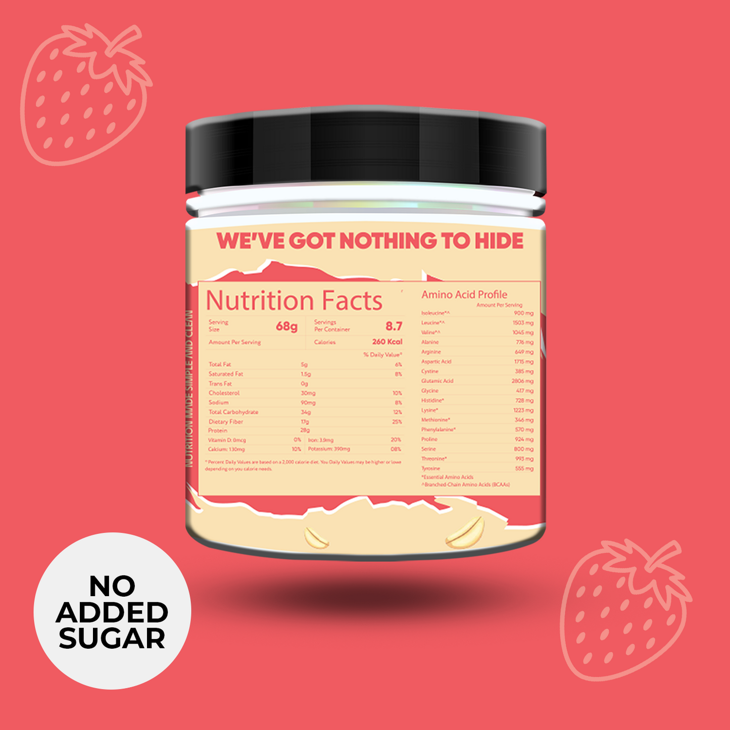 No Added Sugar Strawberry Whey Protien Oats  400gm